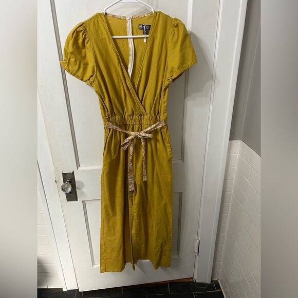 elestory Pants - Chic yellow/green Jumpsuit with Belt